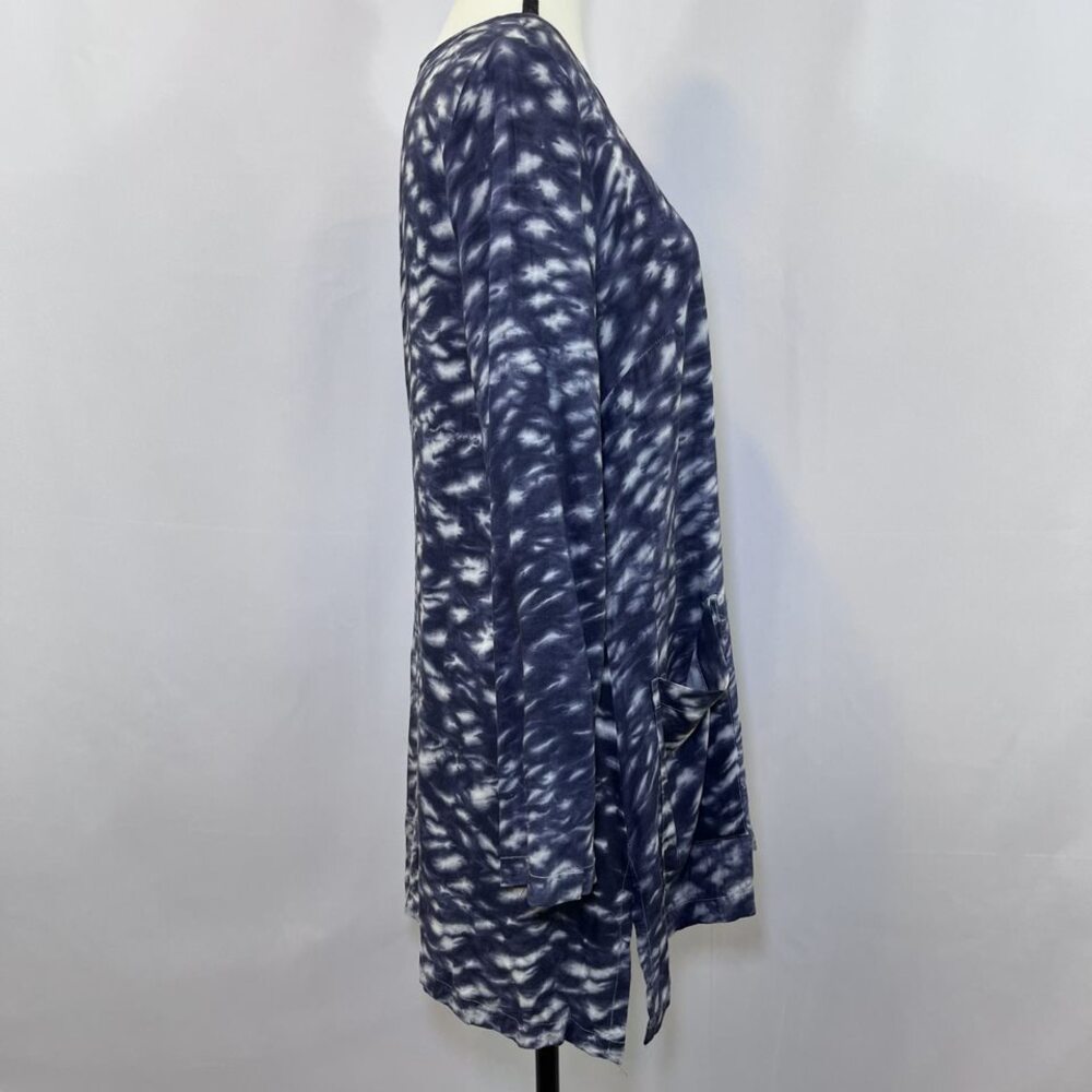 Soft Surroundings long sleeve pockets tie dye tunic blouse blue gray womens M - Picture 2 of 12